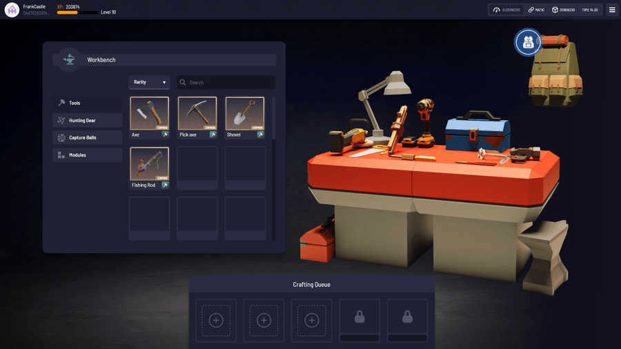 Crafting interface before
